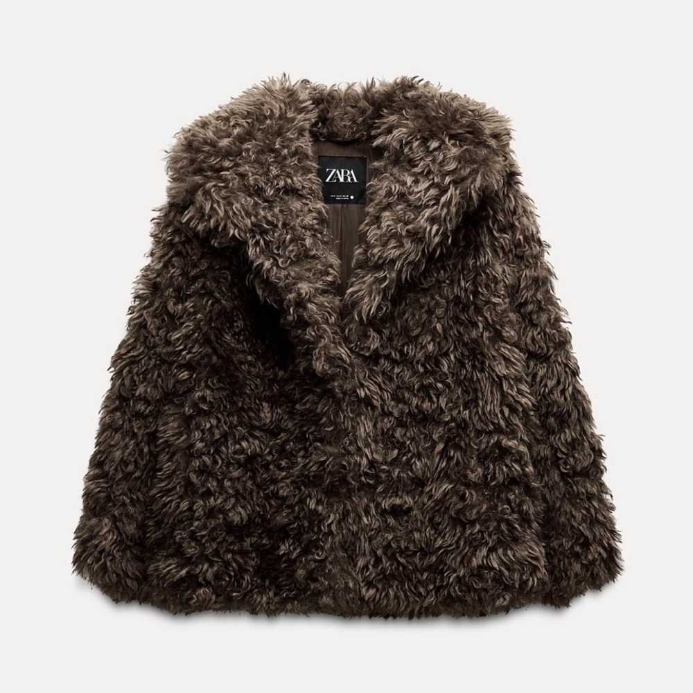 New ZARA ZW Collection Faux Fur Short Coat - Picture 9 of 16